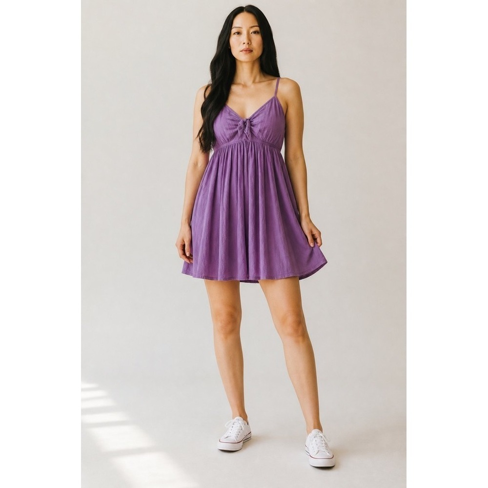Torrid Dress Womens Size 6X Mauve Purple Babydoll Fit & Flare Mini Tie v-neck